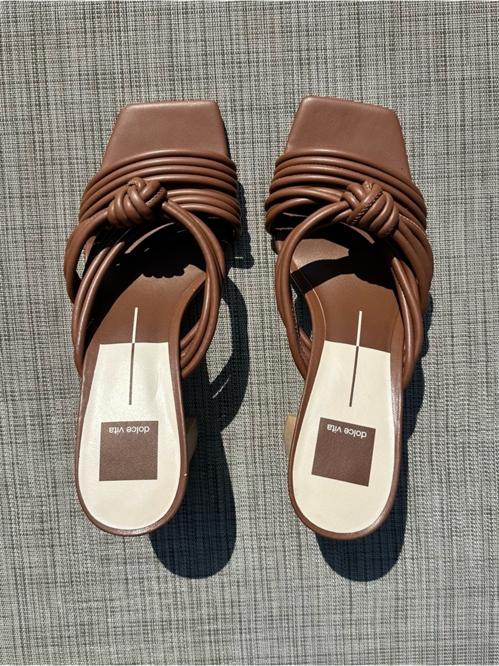 Dolce Vita Brown Knotted Strap Block Heel Mules Women’s Size 8.5 Slip On Shoe - Picture 2 of 11